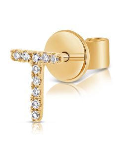 .03CT DIAMOND INITIAL T STUD EARRINGS