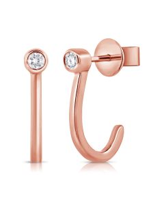 .06CT DIAMOND SOLITAIRE CAGE HUGGIE EARRINGS