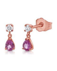 0.41CT PINK SAPPHIRE AND DIAMOND DROP EARRINGS