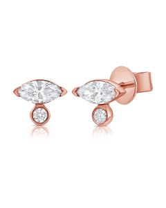 .55CT MARQUISE SHAPE AND ROUND DIAMOND STUD EARRINGS