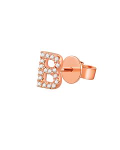 .05CT DIAMOND INITIAL B STUD EARRINGS