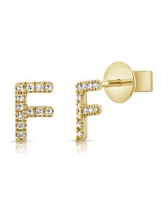 .03CT DIAMOND INITIAL F STUD EARRINGS