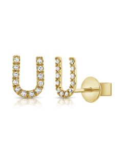 .03CT  DIAMOND INITIAL U STUD EARRINGS