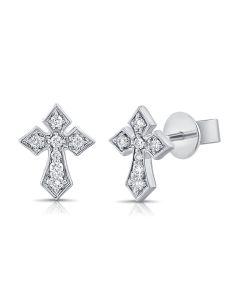 0.13CT DIAMOND CROSS STUD EARRINGS