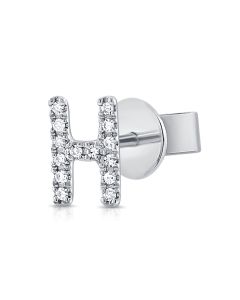 .03CT DIAMOND INITIAL H STUD EARRINGS