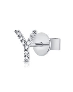 .02CT DIAMOND INITIAL Y STUD EARRINGS