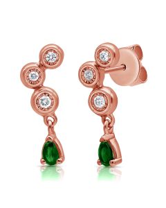 .16CT EMERALD AND ROUND DIAMOND MIRACLE SETTING DROP EARRINGS