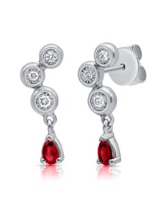 .16CT RUBY AND ROUND DIAMOND MIRACLE SETTING DROP EARRINGS