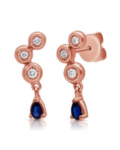 .16CT SAPPHIRE AND ROUND DIAMOND MIRACLE SETTING DROP EARRINGS