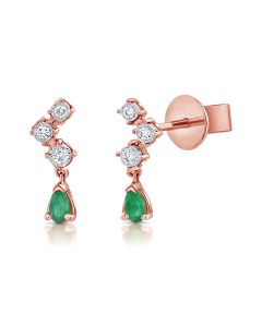 .14CT EMERALD AND DIAMOND STUD EARRINGS