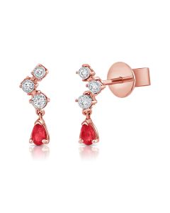 .14CT RUBY AND DIAMOND STUD EARRINGS