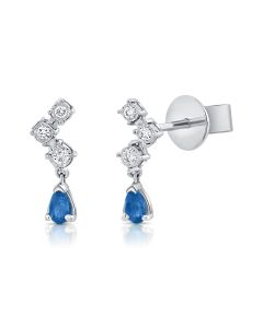 .14CT SAPPHIRE AND DIAMOND STUD EARRINGS