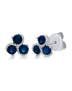 .42CT SAPPHIRE AND DIAMOND STUD EARRINGS