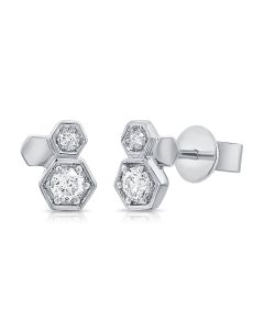 .21CT DIAMOND HEXAGON STUD EARRINGS