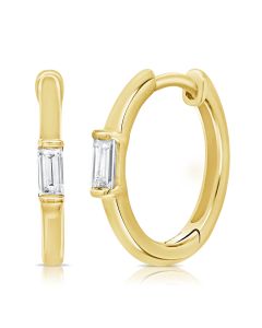 .13CT BAGUETTE DIAMOND SOLITAIRE HUGGIE EARRINGS