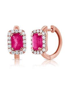 1.70CT PINK SAPPHIRE AND DIAMOND HUGGIE EARRINGS