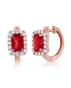1.70CT RUBY AND DIAMOND HUGGIE EARRINGS