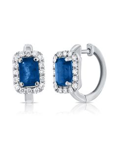 1.77CT SAPPHIRE AND DIAMOND HUGGIE EARRINGS