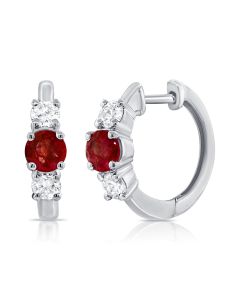 .76CT RUBY AND DIAMOND HUGGIE EARRINGS