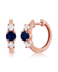 .76CT SAPPHIRE AND DIAMOND HUGGIE EARRINGS