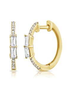 .24CT BAGUETTES AND ROUND DIAMOND HUGGIE EARRINGS