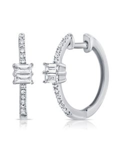 .25CT BAGUETTES AND DIAMOND HUGGIE EARRINGS