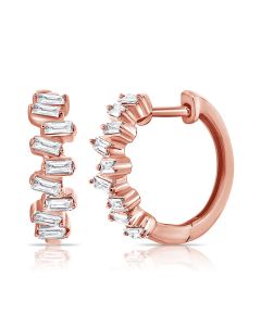 .32CT BAGUETTES AND DIAMOND HUGGIE EARRINGS