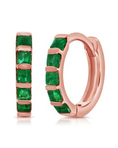 .35CT EMERALD DIAMOND HUGGIE EARRINGS