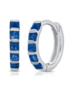 .35CT SAPPHIRE DIAMOND HUGGIE EARRINGS