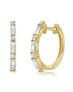 .42CT BAGUETTES AND DIAMOND HUGGIE EARRINGS