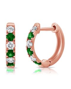 .52CT EMERALD AND DIAMOND HUGGIE EARRINGS