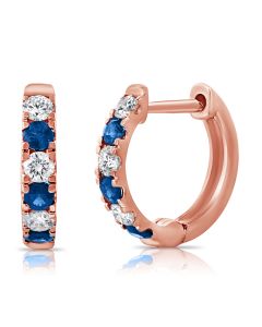 .54CT SAPPHIRE AND DIAMOND HUGGIE EARRINGS