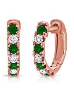 .31CT EMERALD AND DIAMOND HUGGIE EARRINGS