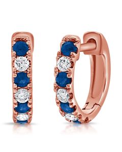 .34CT SAPPHIRE AND DIAMOND HUGGIE EARRINGS