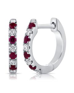 .20CT RUBY AND DIAMOND HUGGIE EARRINGS