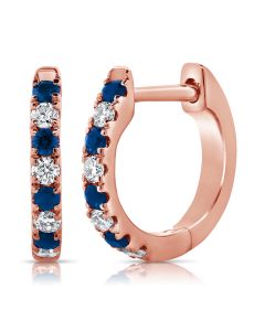 .21CT SAPPHIRE AND DIAMOND HUGGIE EARRINGS