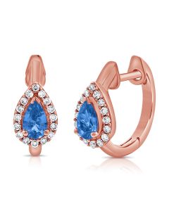 0.72CT SAPPHIRE AND DIAMOND PEAR HUGGIE EARRINGS