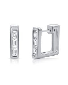 .61CT BAGUETTE DIAMOND CHANNEL SET HUGGIE EARRINGS