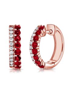 .89CT RUBY AND DIAMOND HUGGIE EARRINGS