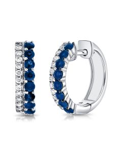 .89CT SAPPHIRE AND DIAMOND HUGGIE EARRINGS