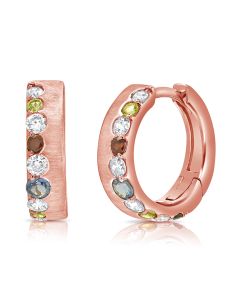 0.60CT RAINBOW COLOR AND DIAMOND HUGGIE EARRINGS