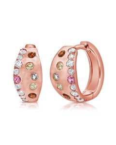 0.68CT RAINBOW COLOR AND DIAMOND BEZEL HUGGIE EARRINGS