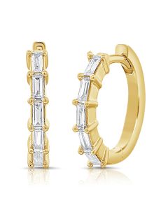 .24CT BAGUETTES AND DIAMOND HOOP EARRINGS