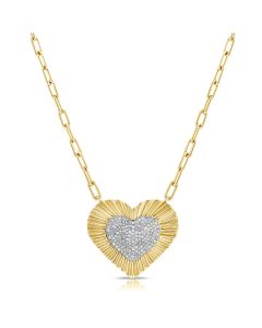 .41CT DIAMOND FLUTED HEART PENDANT NECKLACE