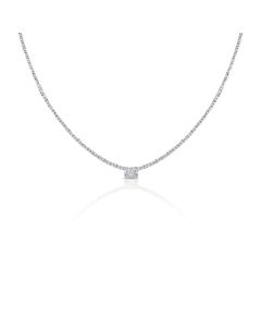 1.02CT BAGUETTES AND ROUND DIAMOND TENNIS NECKLACE
