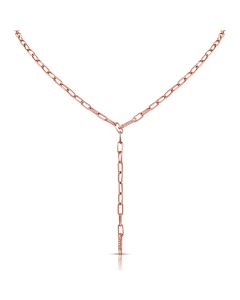 .04CT DIAMOND PAPERCLIP LINK LARIAT NECKLACE