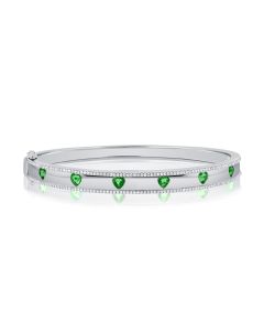 2.55CT EMERALD AND DIAMOND HEART BANGLE