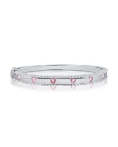 2.55CT PINK SAPPHIRE AND DIAMOND HEART BANGLE