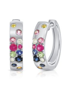 1.37CT RAINBOW COLOR AND DIAMOND CONFETTI HOOP EARRINGS