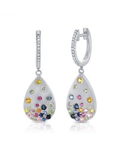 1.14CT RAINBOW COLOR AND DIAMOND CONFETTI DROP EARRINGS